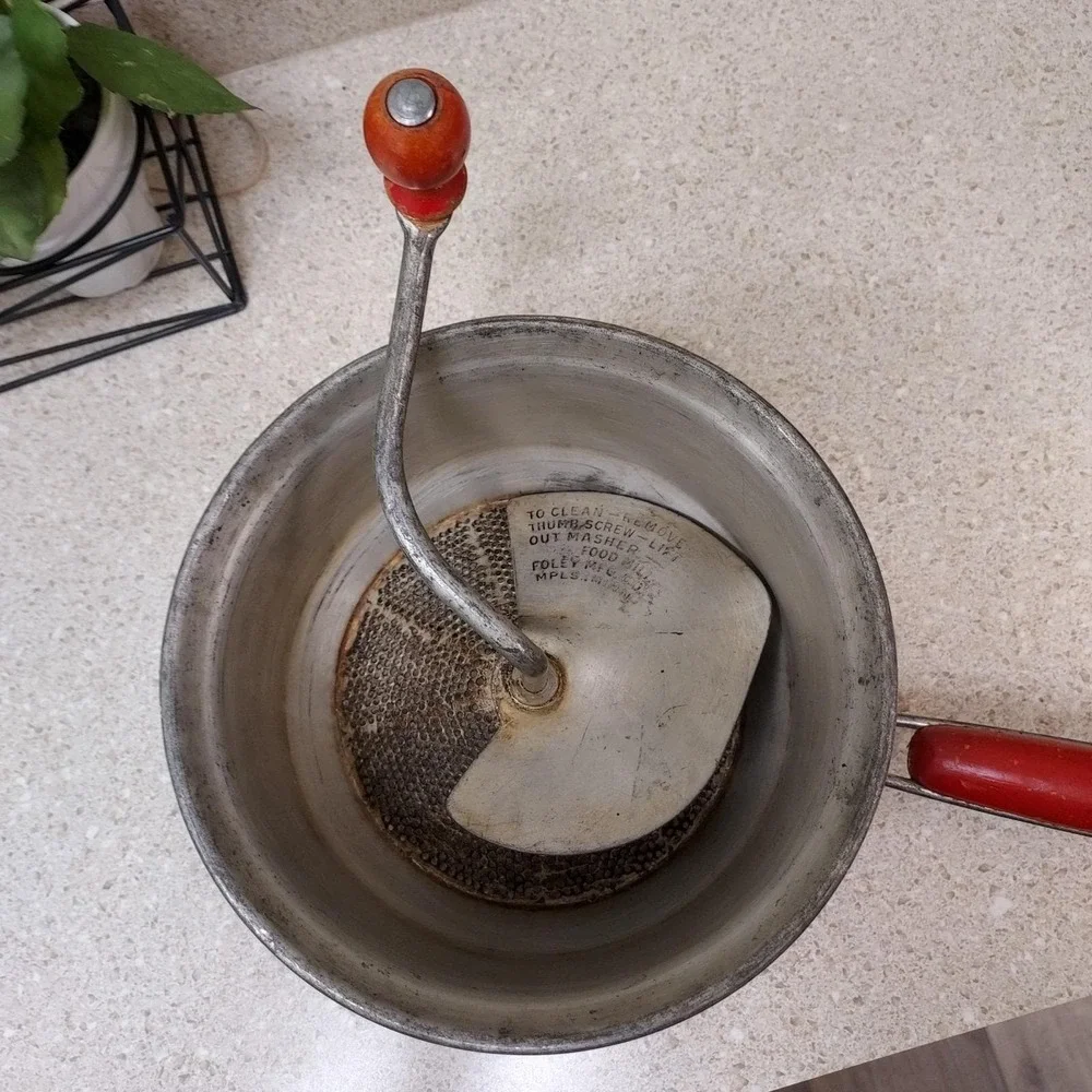 Vintage Foley Food Mill Masher With Red‎ Wood Handles